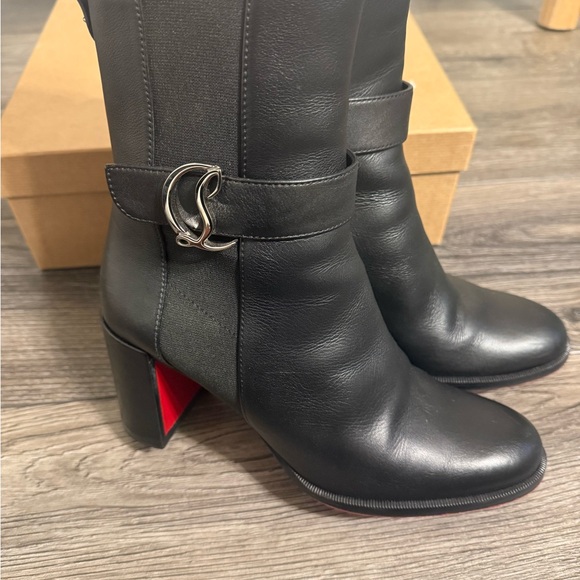 Christian Louboutin Black Leather Chelsea Bootie - 36.5 - Picture 12 of 12